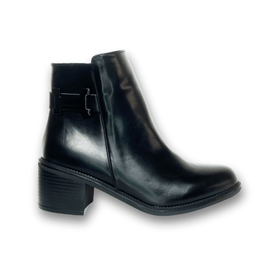 Bottines fourrées en cuir pour femmes - Noir - Hermine - Lea & Paul Maroc