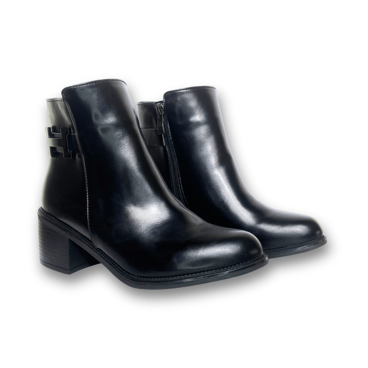 Bottines fourrées en cuir pour femmes - Noir - Hermine - Lea & Paul Maroc