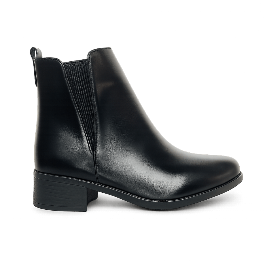 Bottines fourrées en cuir pour femmes - Noir - Rosa - Lea & Paul Maroc