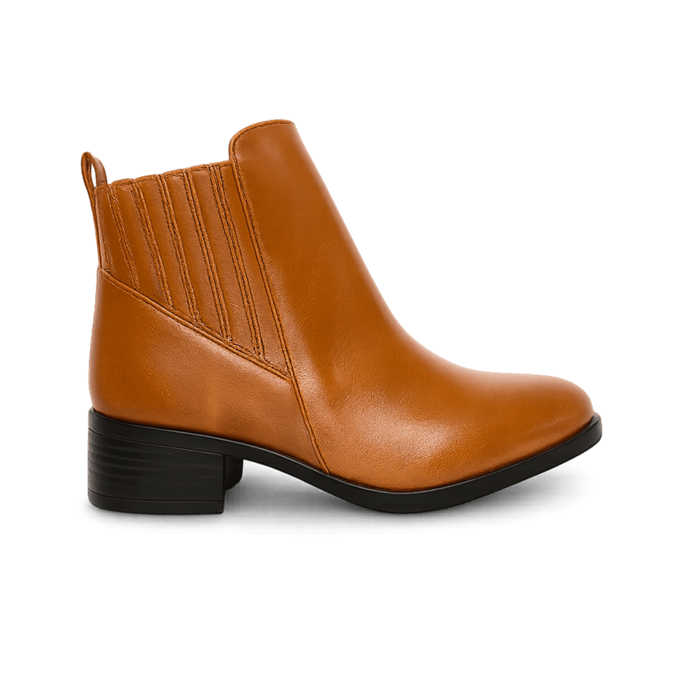 Bottines fourrées en cuir pour femmes - Tabac - Carmelle - Lea & Paul Maroc