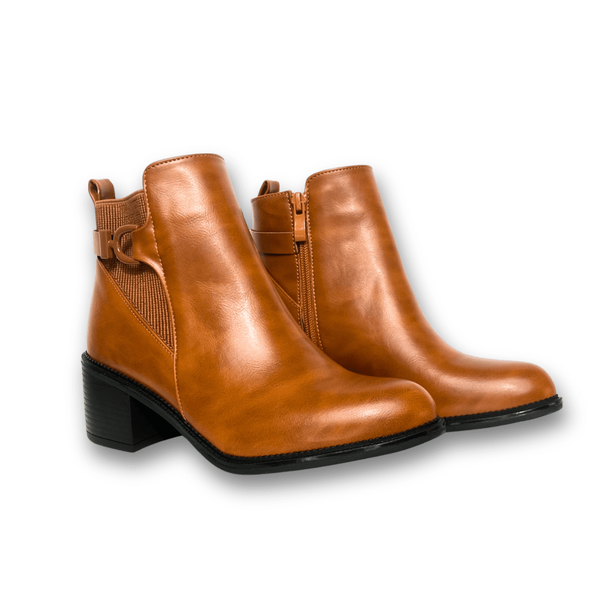 Bottines fourrées en cuir pour femmes - Tabac - Denise - Lea & Paul Maroc