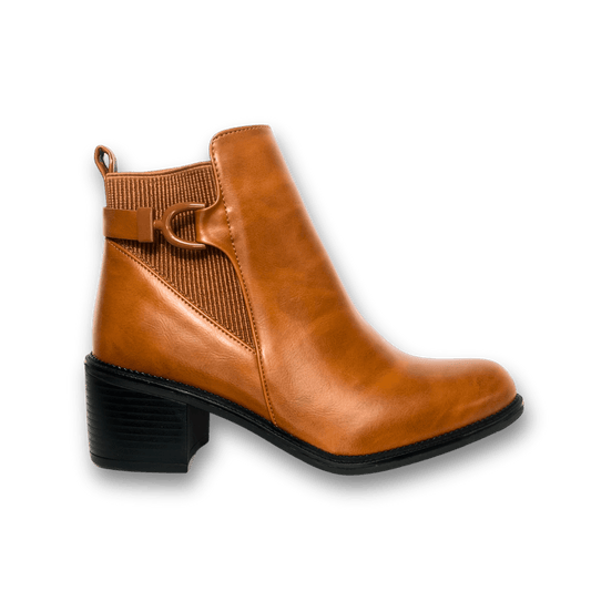 Bottines fourrées en cuir pour femmes - Tabac - Denise - Lea & Paul Maroc