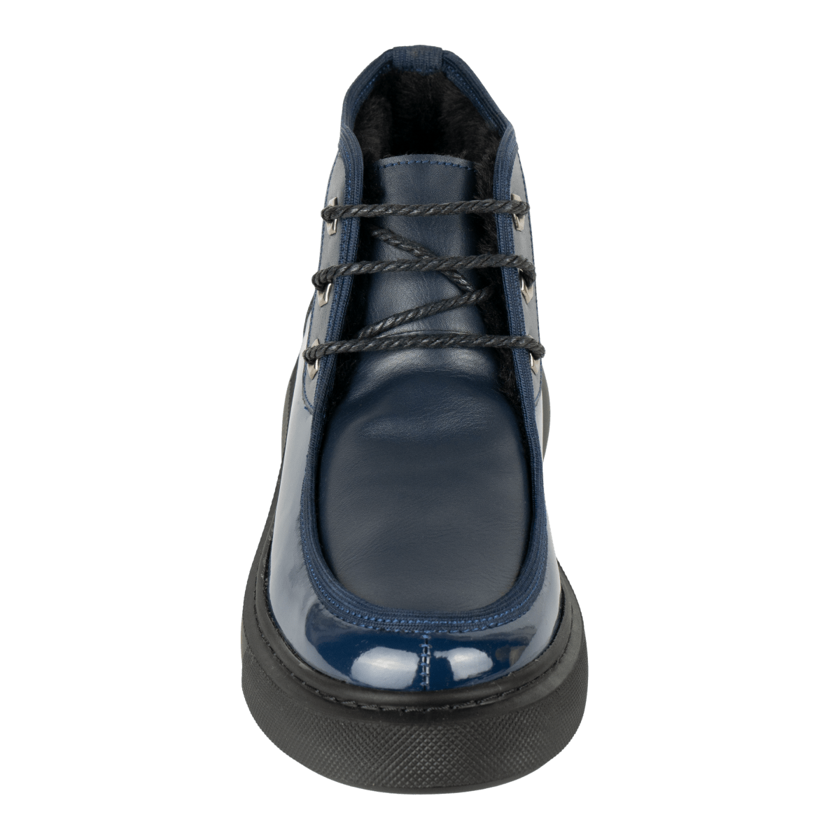 Bottines fourrées en Verni - cuir pour femme Bleu marine - ÉLISA - Lea & Paul Maroc