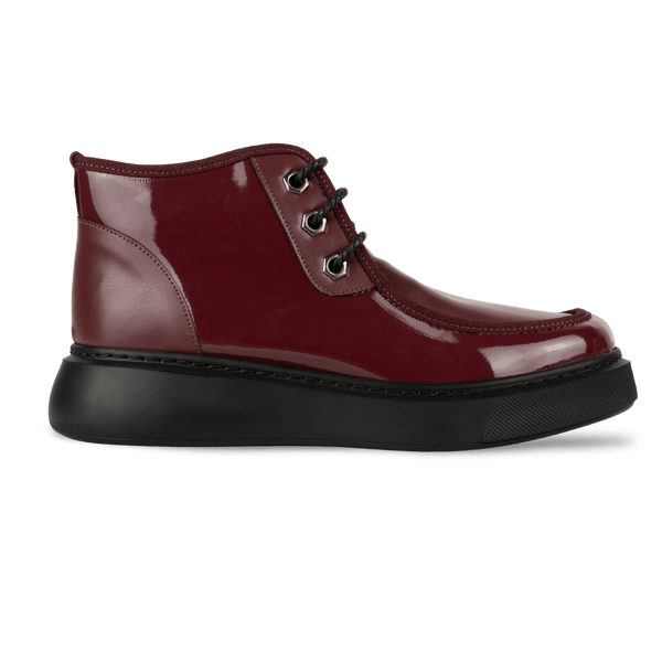 Bottines fourrées en Verni - cuir pour femme Grenat - ÉLISA