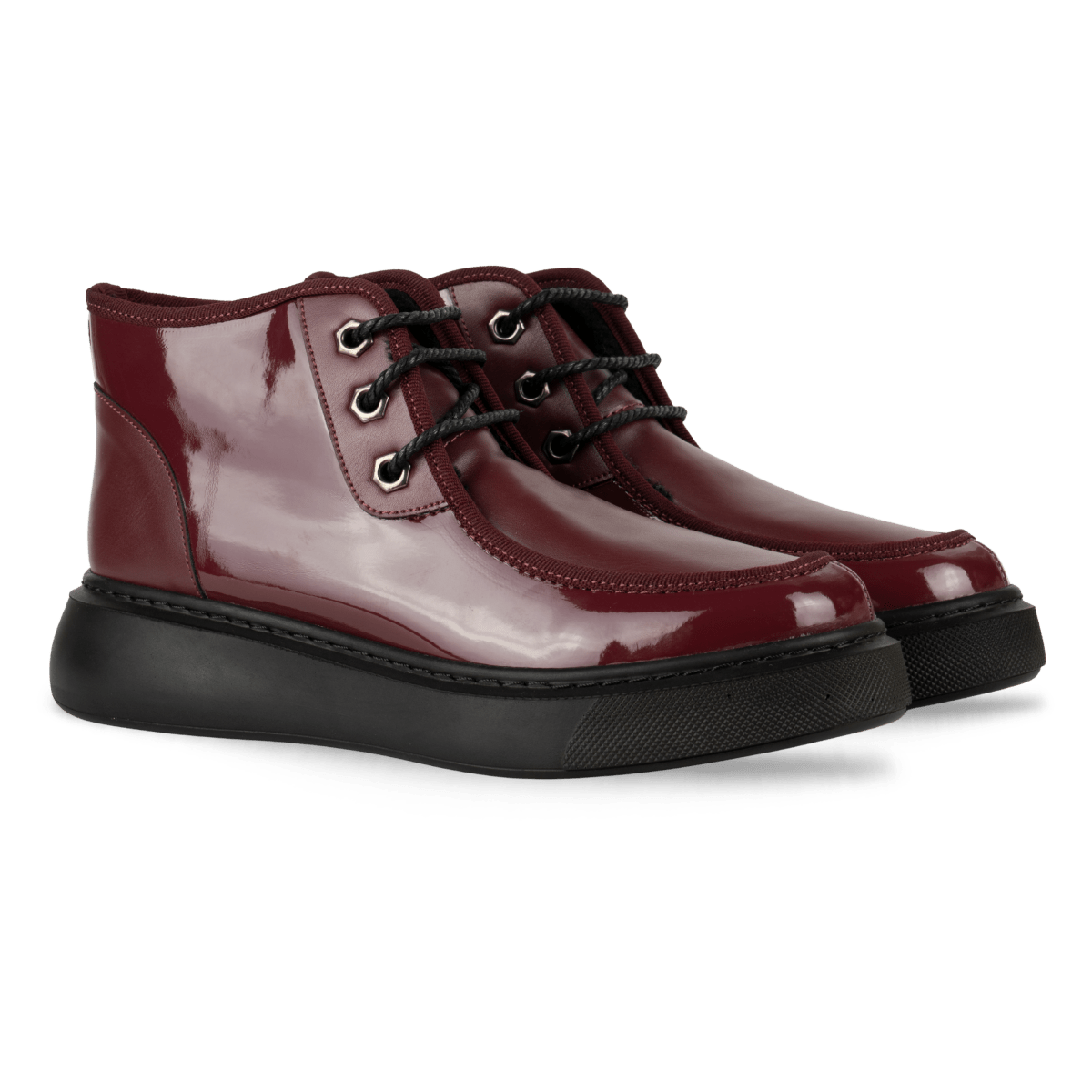 Bottines fourrées en Verni - cuir pour femme Grenat - ÉLISA - Lea & Paul Maroc