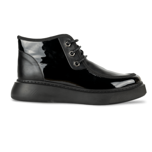 Bottines fourrées en Verni - cuir pour femme Noir - ÉLISA