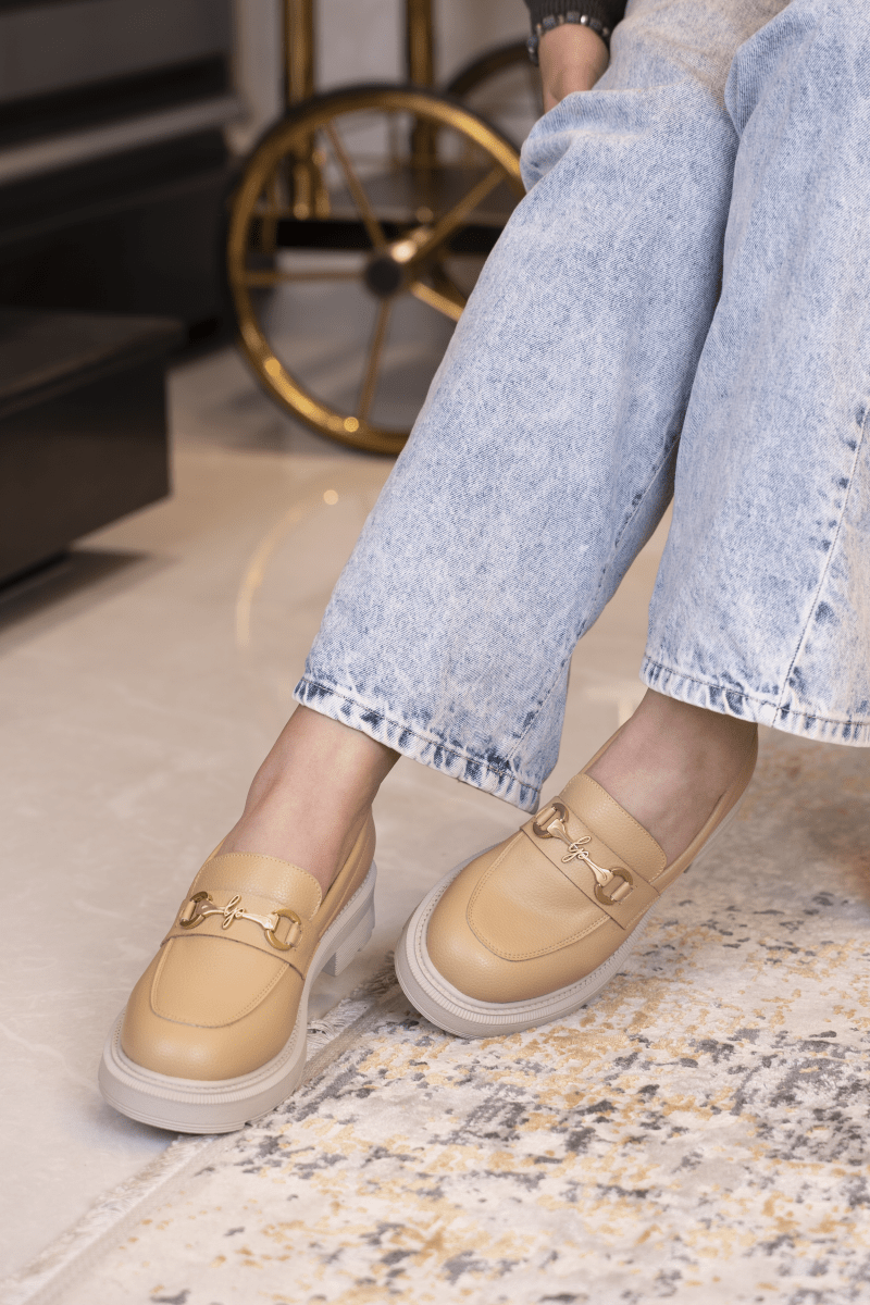 Mocassin en cuir pour femmes beige - Noelle - Lea & Paul Maroc