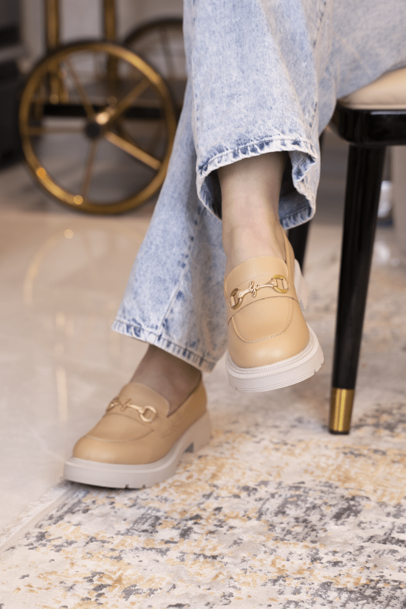 Mocassin en cuir pour femmes beige - Noelle - Lea & Paul Maroc
