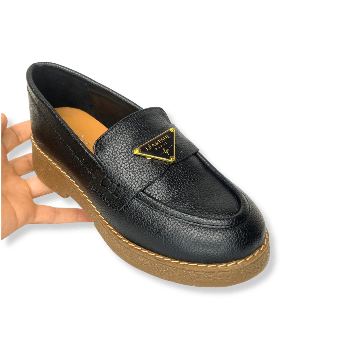 Mocassin en cuir pour femmes noir - Lucia - Lea & Paul Maroc