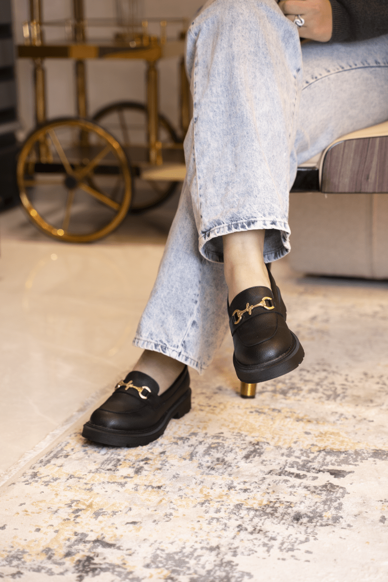 Mocassin en cuir pour femmes noir - Noelle - Lea & Paul Maroc
