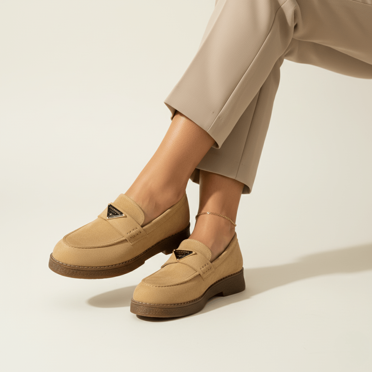 Mocassin en daim pour femmes beige - Armandine - Lea & Paul Maroc
