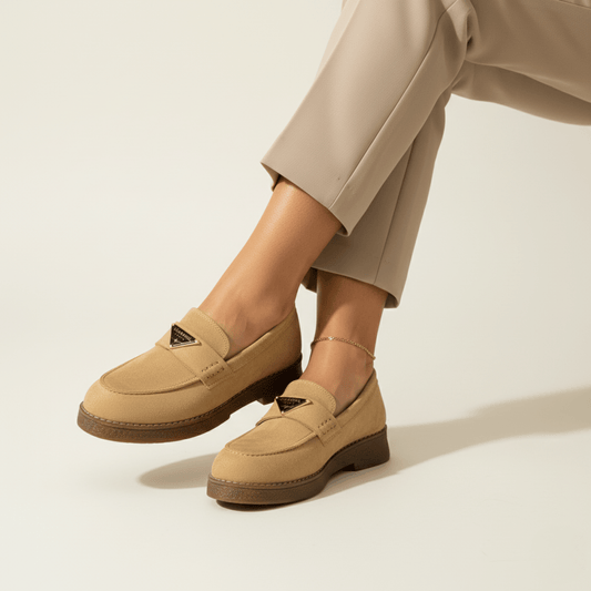 Mocassin en daim pour femmes beige - Armandine - Lea & Paul Maroc