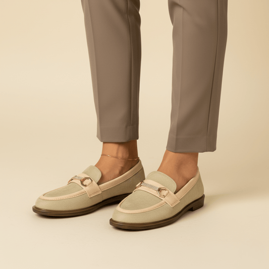 Mocassin en daim pour femmes beige - Elora - Lea & Paul Maroc