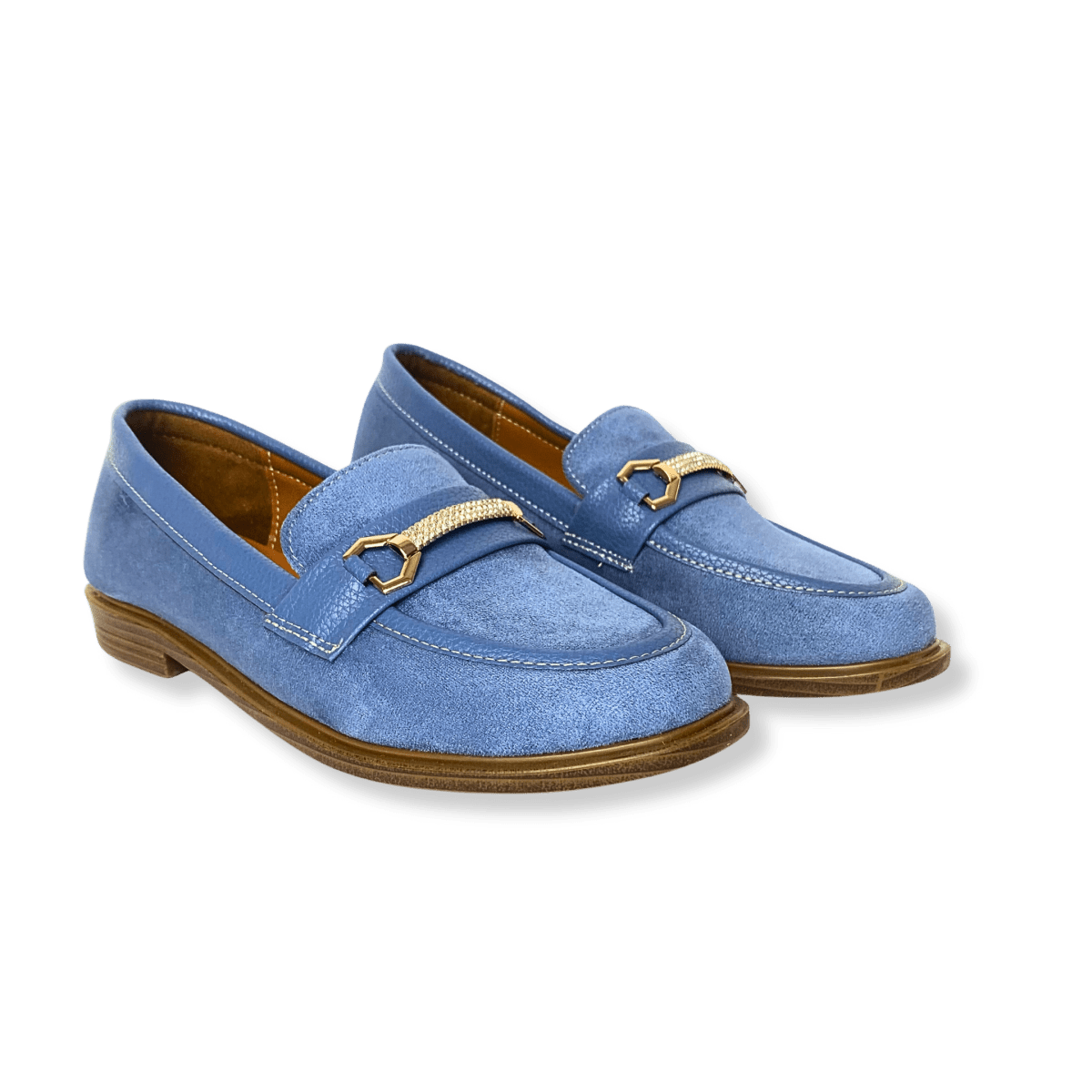 Mocassin en daim pour femmes bleu pastel - Elora - Lea & Paul Maroc