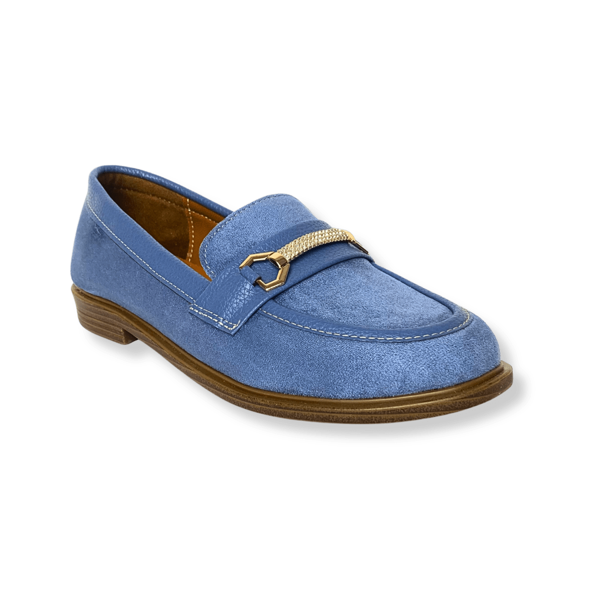 Mocassin en daim pour femmes bleu pastel - Elora - Lea & Paul Maroc