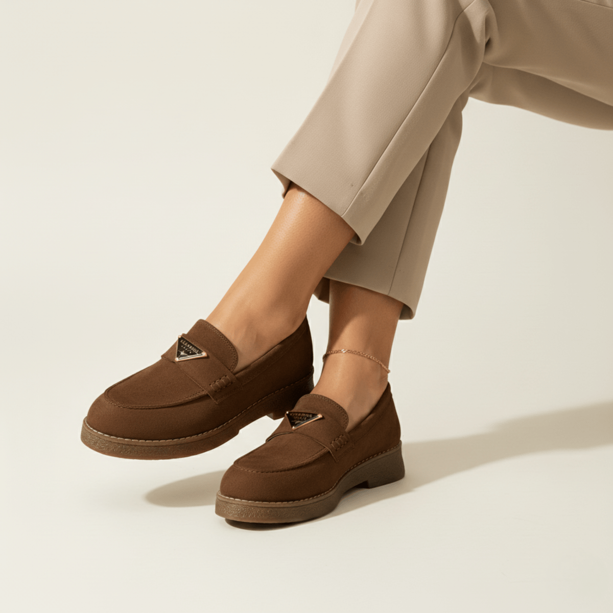 Mocassin en daim pour femmes marron - Armandine - Lea & Paul Maroc