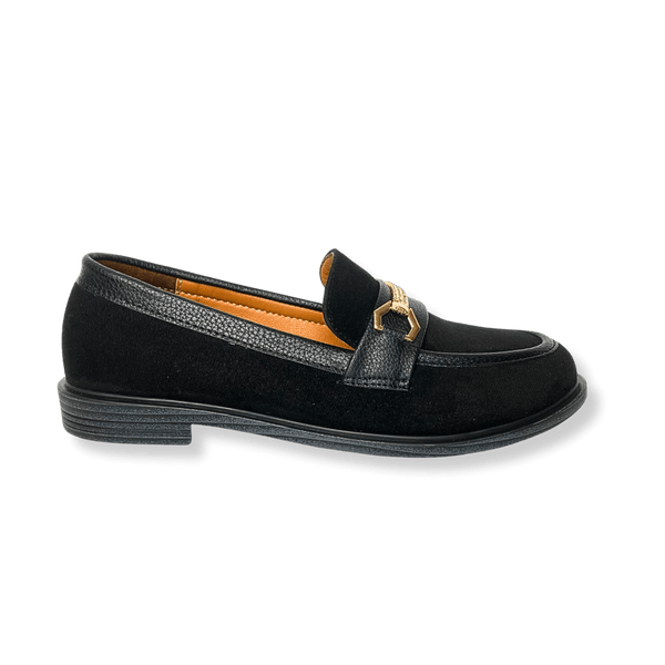 Mocassin en daim pour femmes noir - Elora
