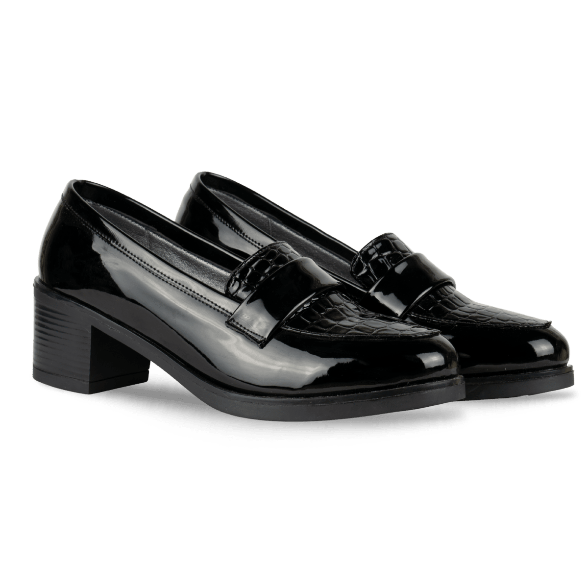 Mocassins à talon pour femme – Noir – Isabelle - Lea & Paul Maroc