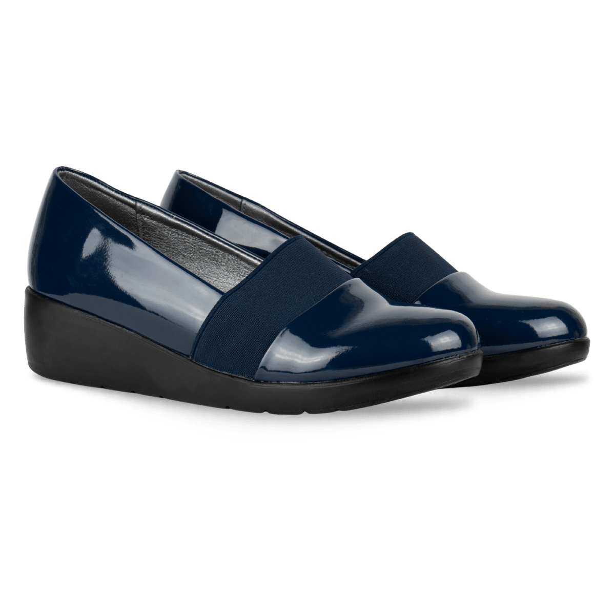 Mocassins compensé pour femme – Bleu Marine Vernis – LUNA - Lea & Paul Maroc