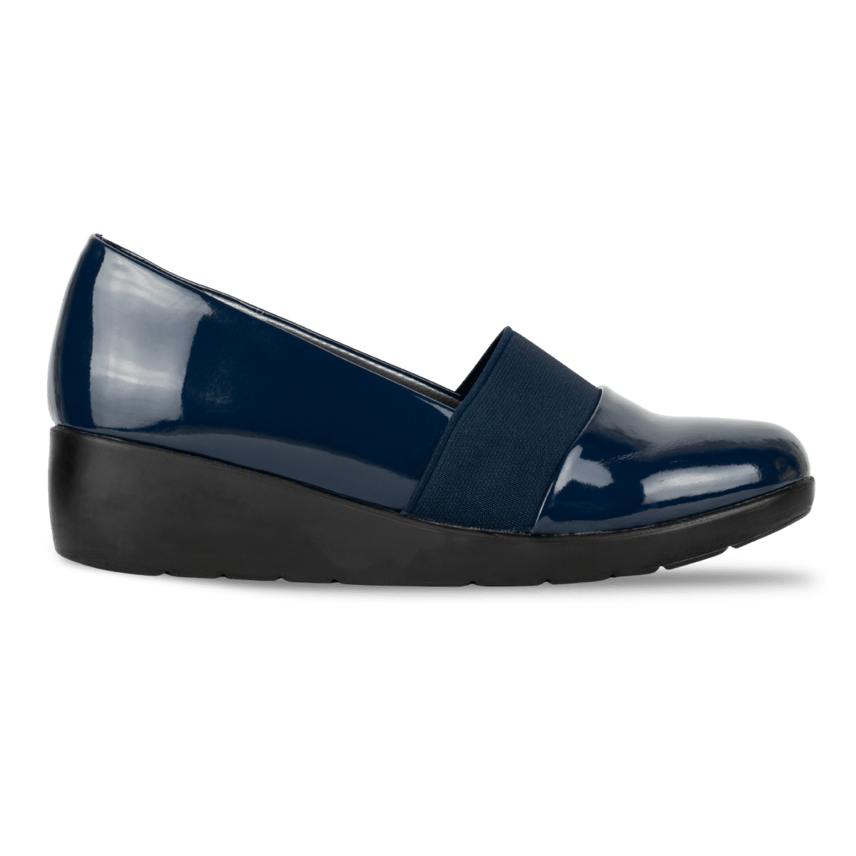 Mocassins compensé pour femme – Bleu Marine Vernis – LUNA - Lea & Paul Maroc