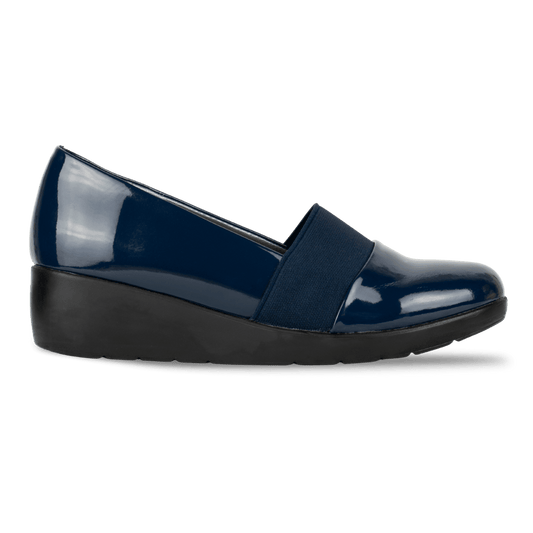 Mocassins compensé pour femme – Bleu Marine Vernis – LUNA - Lea & Paul Maroc