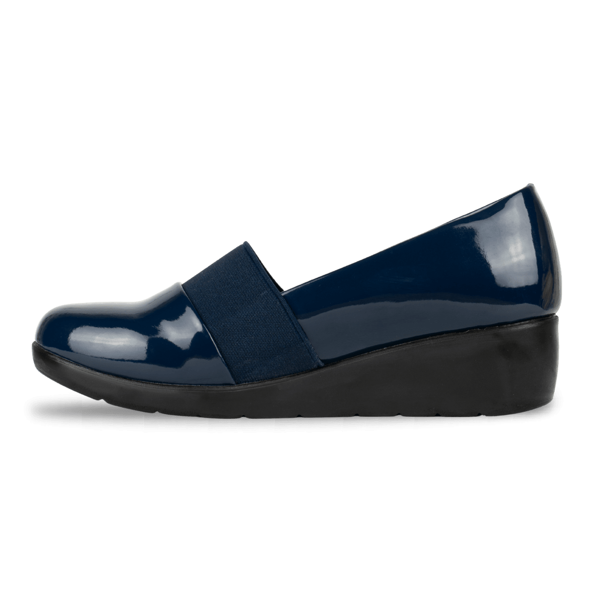 Mocassins compensé pour femme – Bleu Marine Vernis – LUNA - Lea & Paul Maroc
