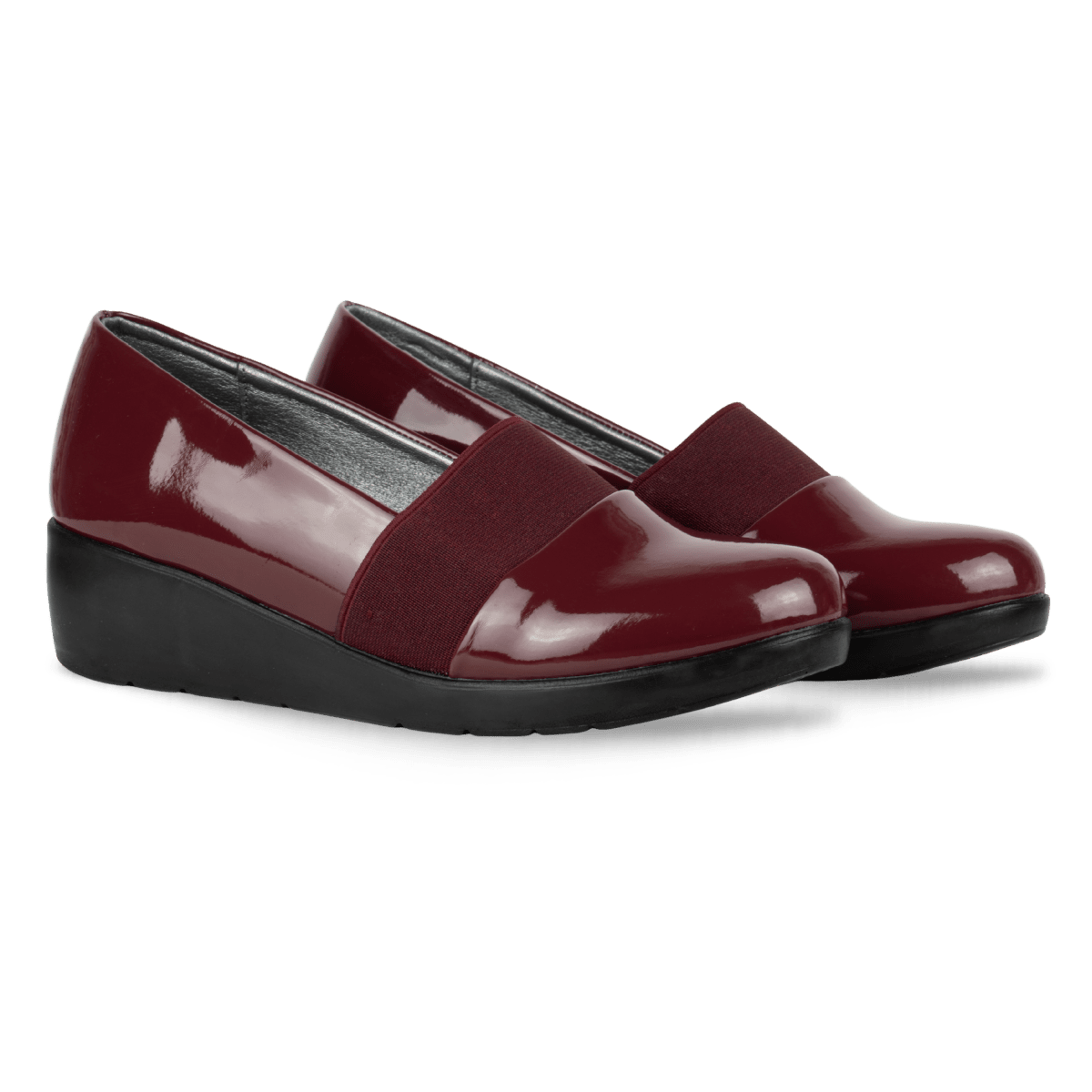 Mocassins compensé pour femme – Grenat Vernis – LUNA - Lea & Paul Maroc