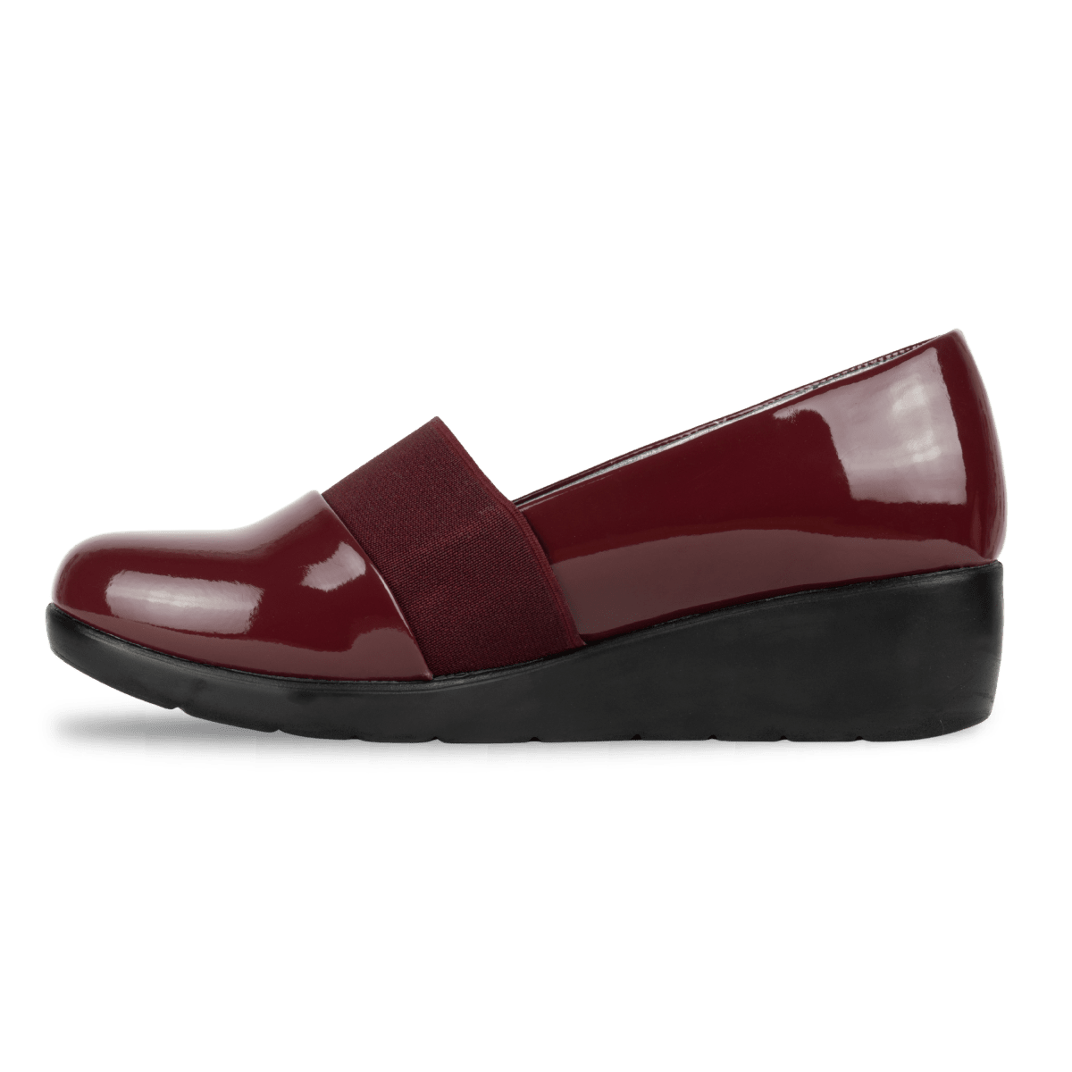 Mocassins compensé pour femme – Grenat Vernis – LUNA - Lea & Paul Maroc