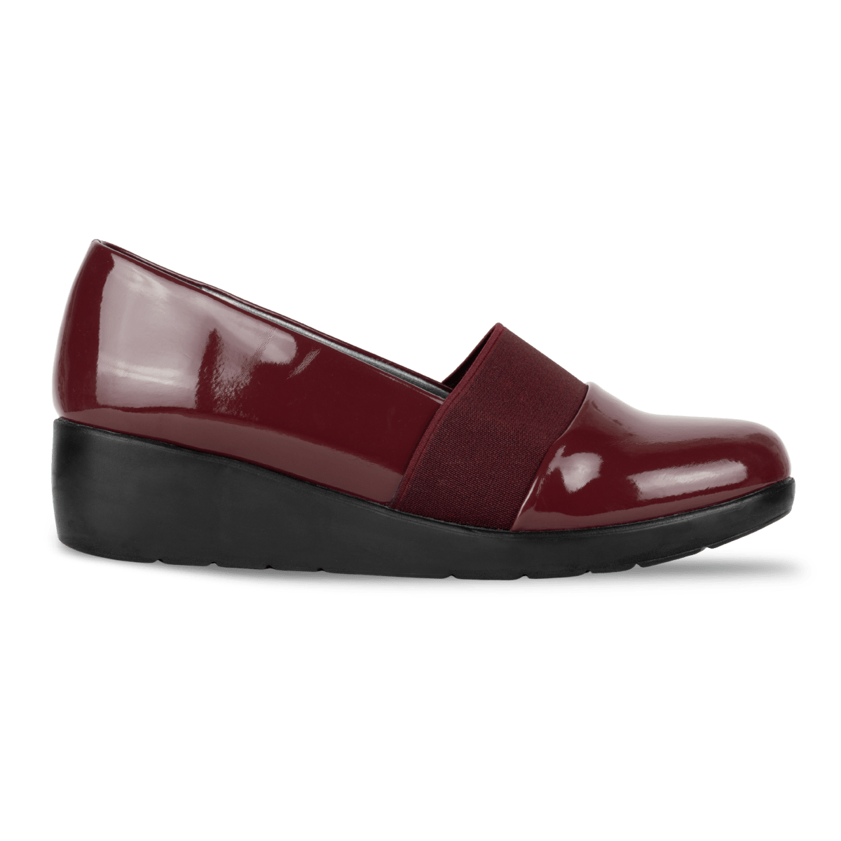 Mocassins compensé pour femme – Grenat Vernis – LUNA - Lea & Paul Maroc