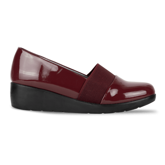 Mocassins compensé pour femme – Grenat Vernis – LUNA - Lea & Paul Maroc