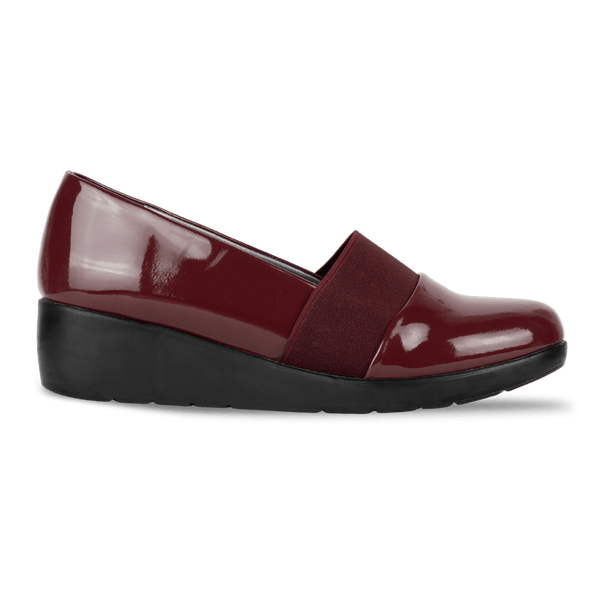 Mocassins compensé pour femme – Grenat Vernis – LUNA