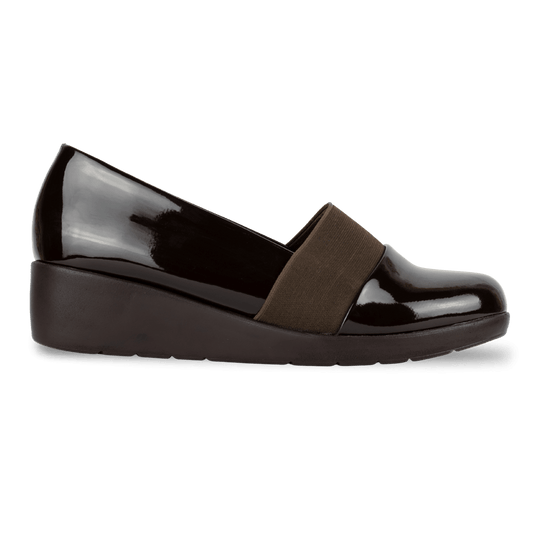Mocassins compensé pour femme – Marron Vernis – LUNA - Lea & Paul Maroc