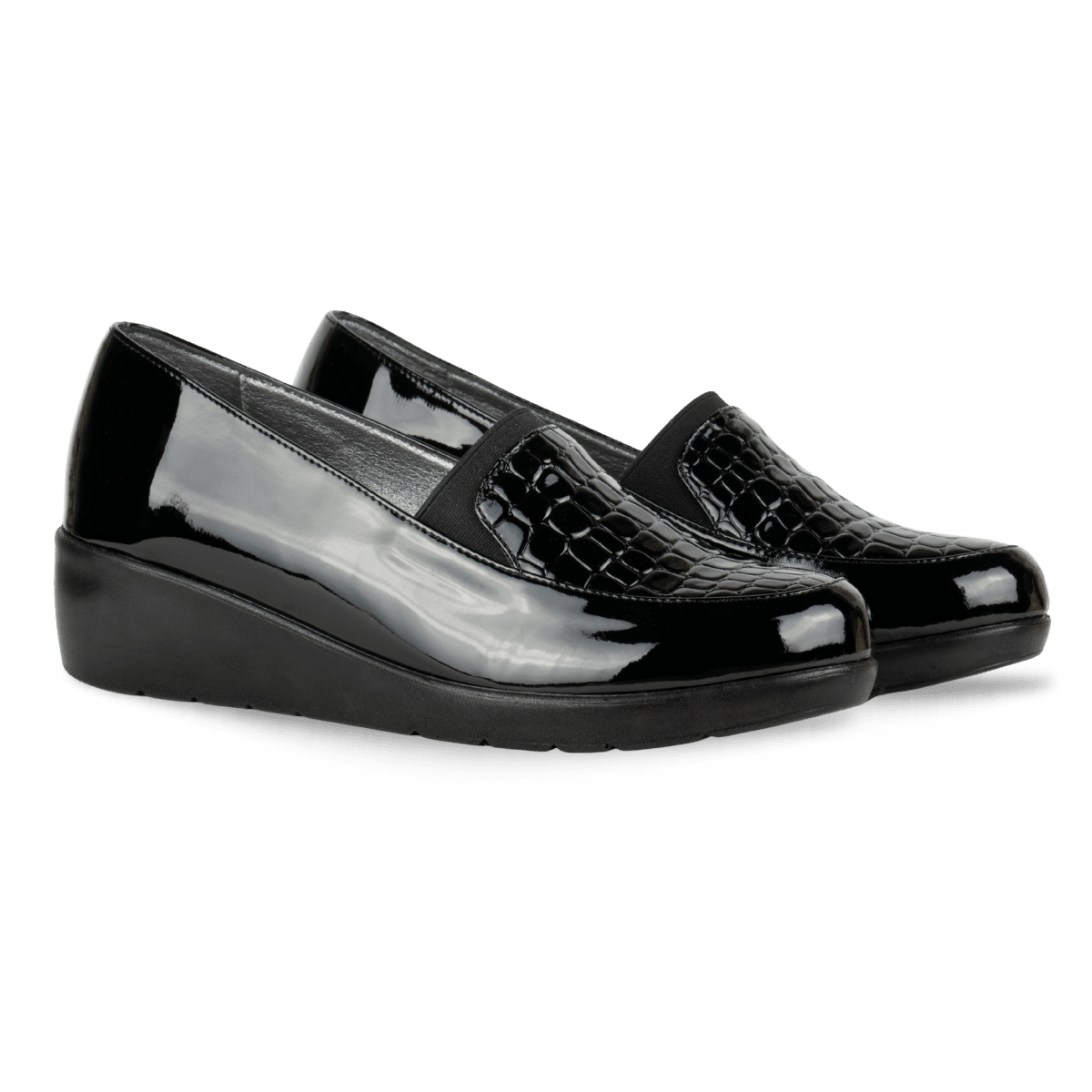 Mocassins Compensé pour femme – Noir – Sophia - Lea & Paul Maroc