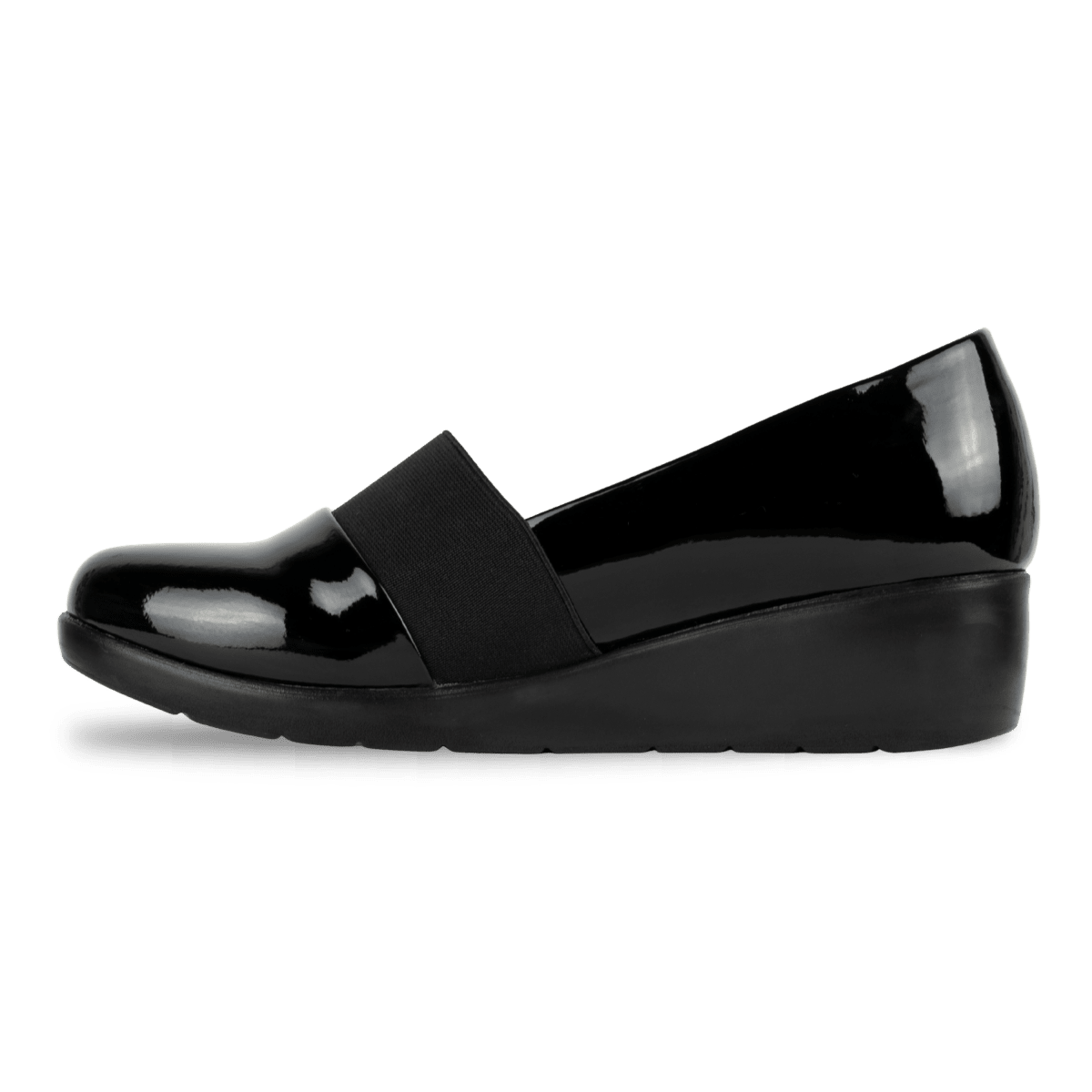 Mocassins compensé pour femme – Noir Vernis – LUNA - Lea & Paul Maroc