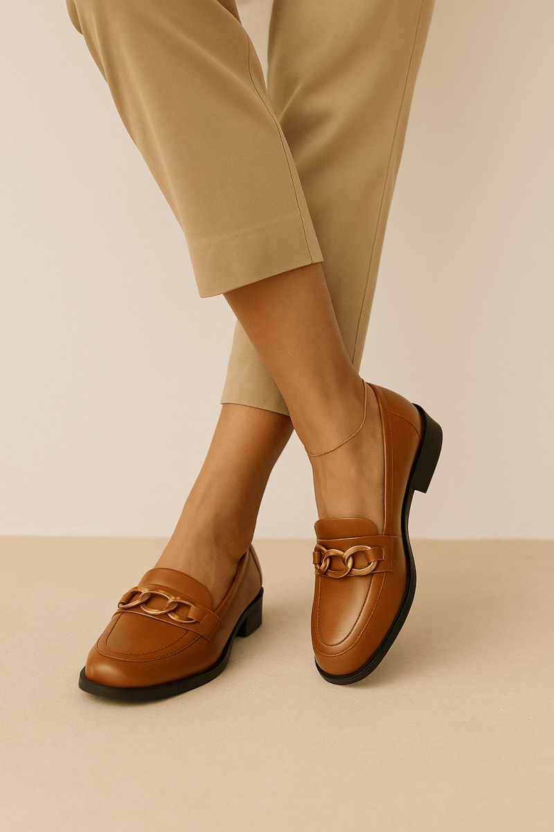 Mocassins en cuir pour femme – Tabac – Blanche - Lea & Paul Maroc