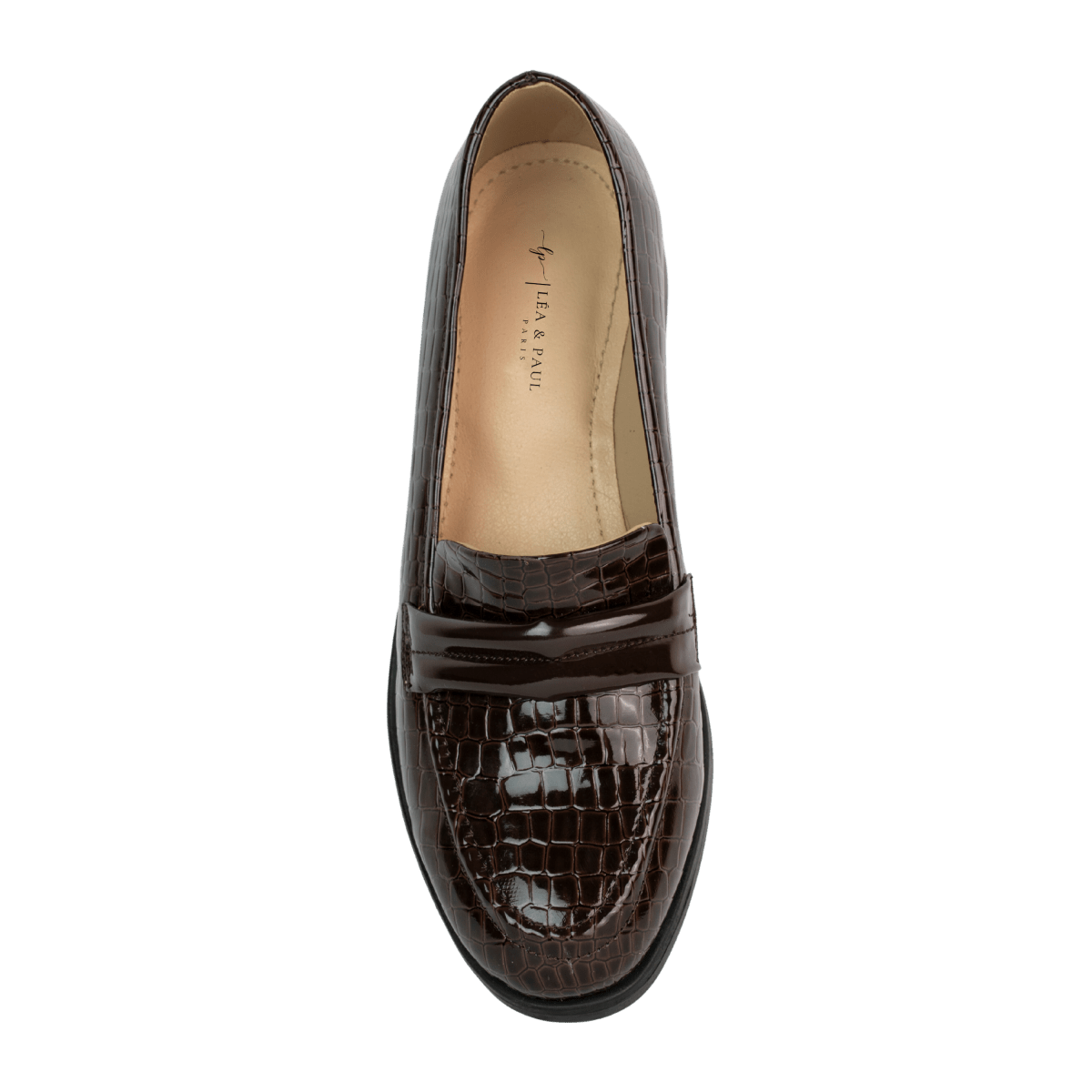 Mocassins en cuir verni pour femme – Marron – Mathilde - Lea & Paul Maroc