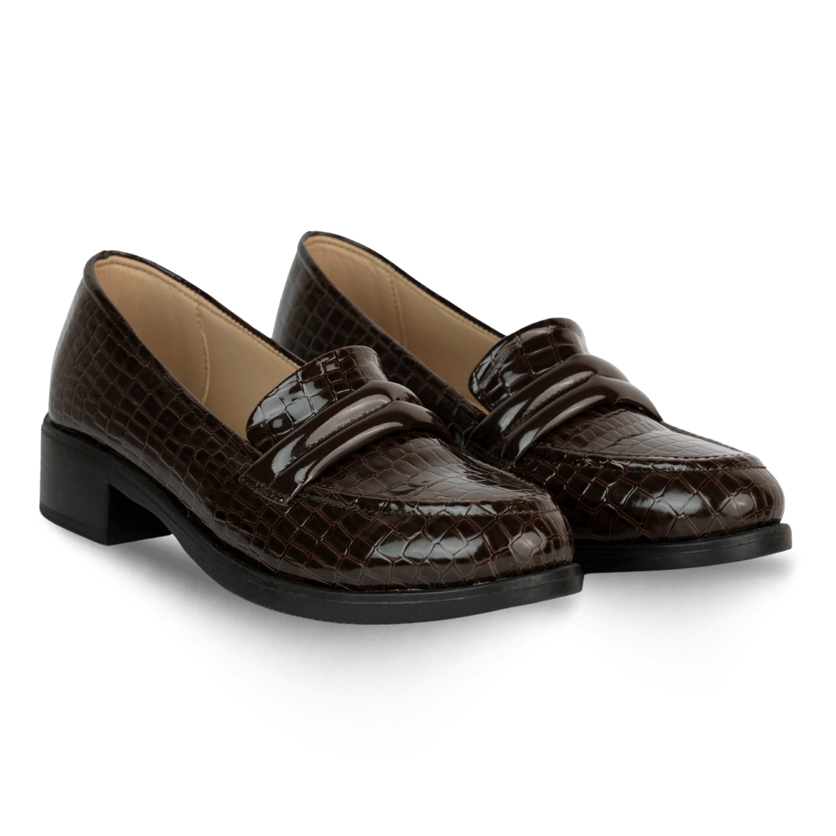 Mocassins en cuir verni pour femme – Marron – Mathilde - Lea & Paul Maroc