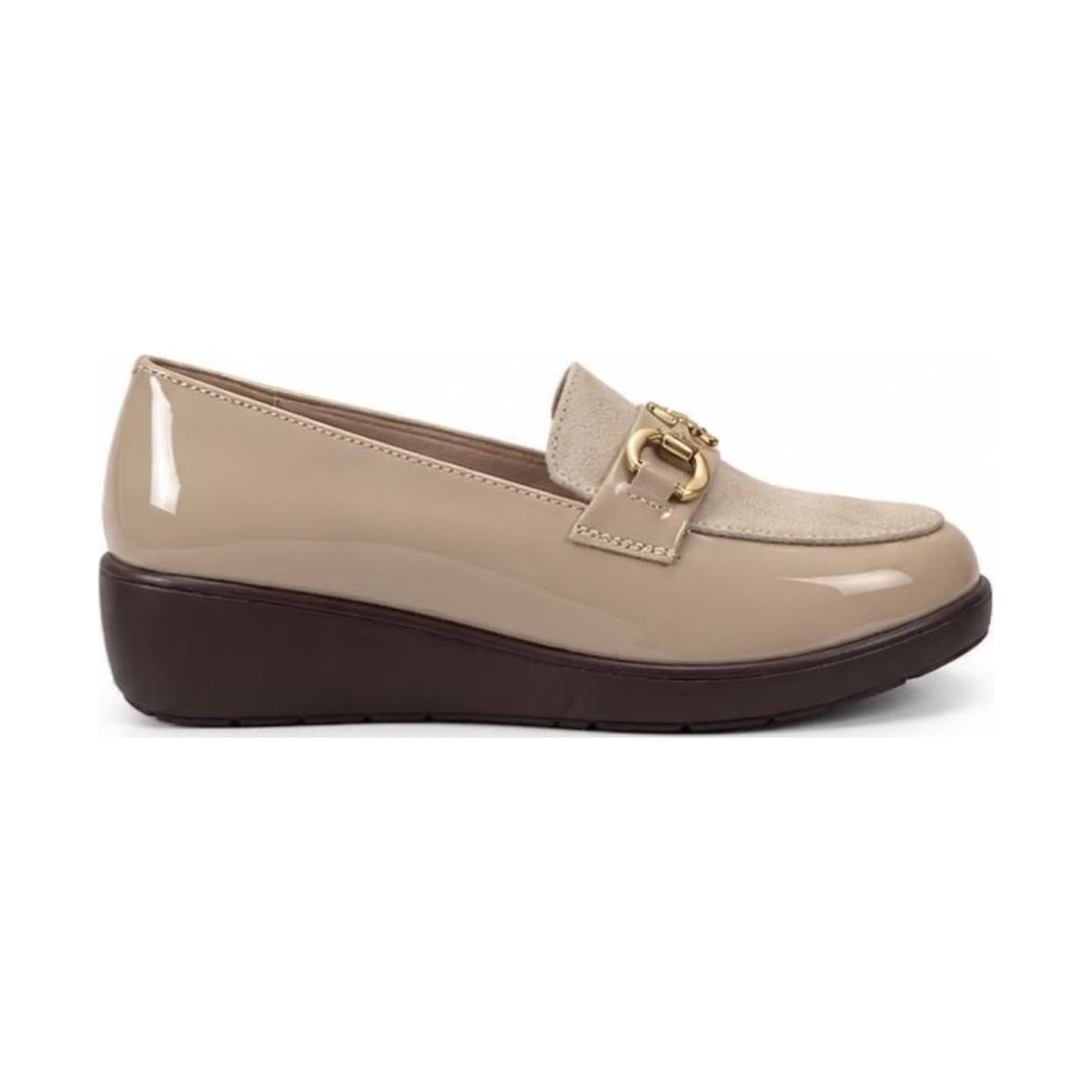 Mocassins en cuir vernis pour femme – Beige – Aurelia - Lea & Paul Maroc