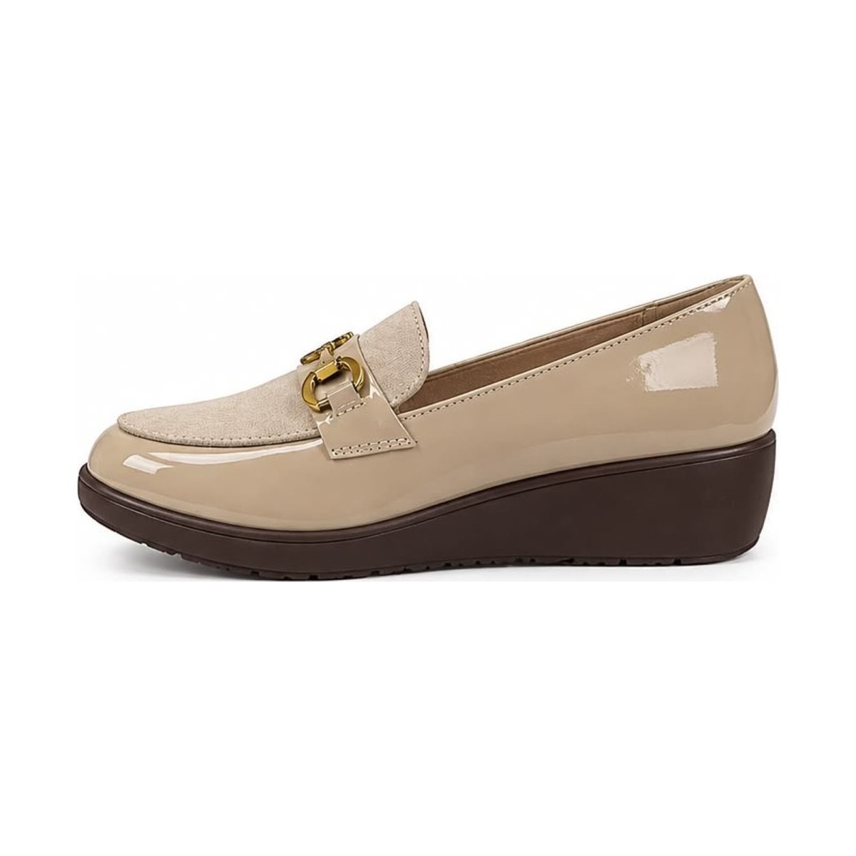 Mocassins en cuir vernis pour femme – Beige – Aurelia - Lea & Paul Maroc