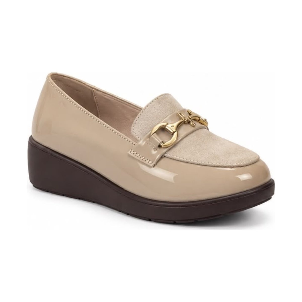 Mocassins en cuir vernis pour femme – Beige – Aurelia - Lea & Paul Maroc