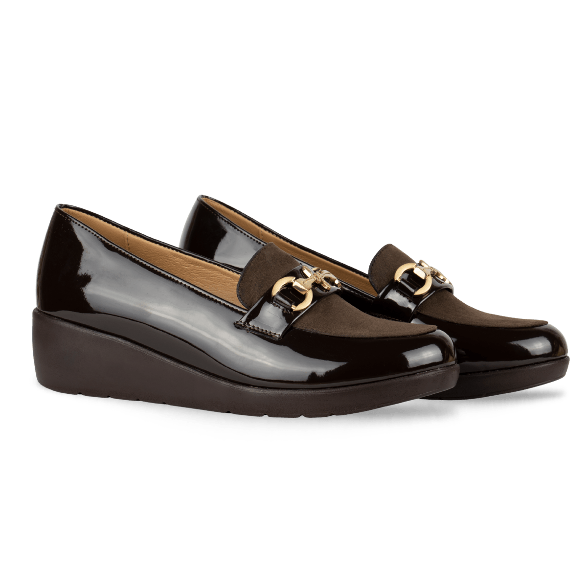 Mocassins en cuir vernis pour femme – Marron – Aurelia - Lea & Paul Maroc
