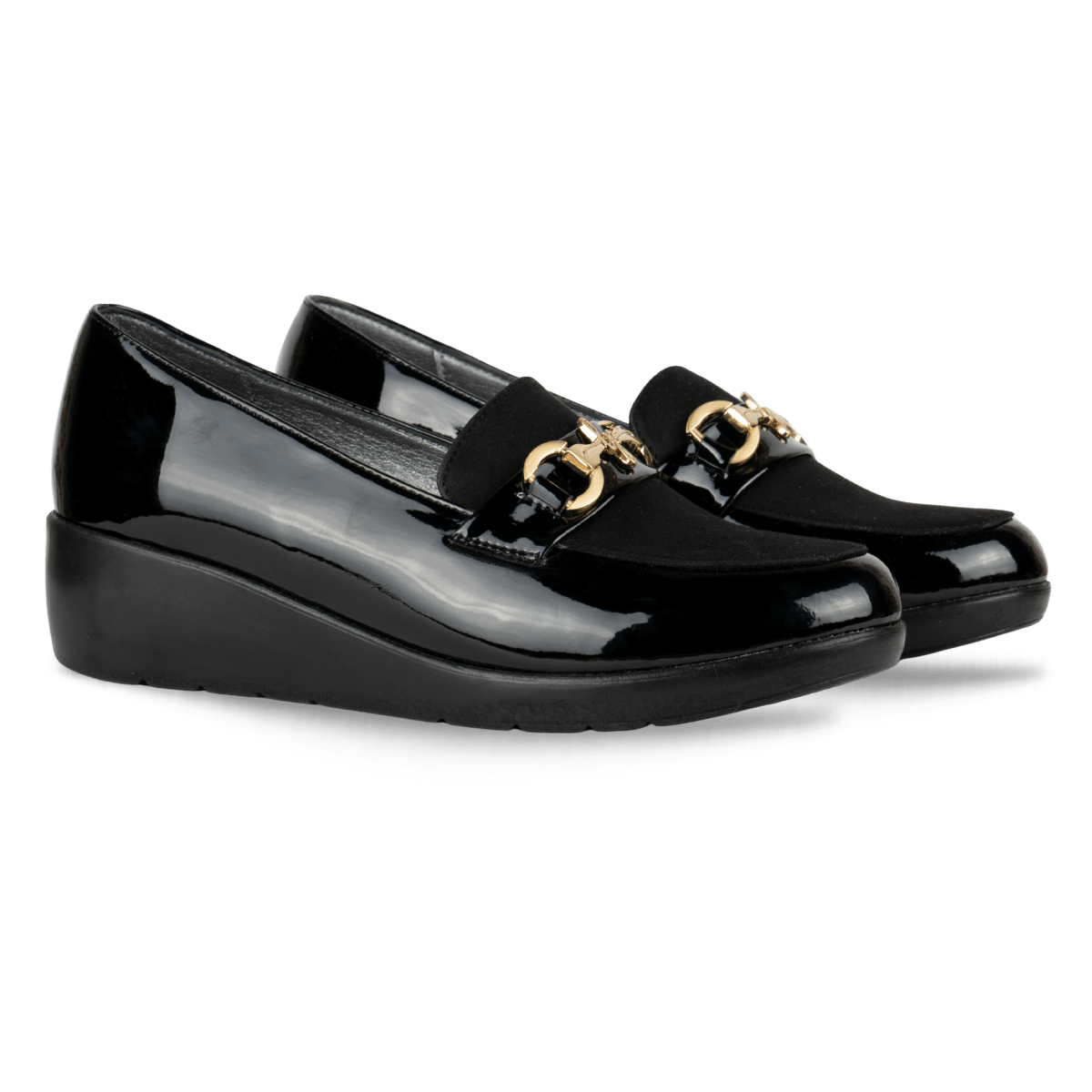 Mocassins en cuir vernis pour femme – Noir – Aurelia - Lea & Paul Maroc