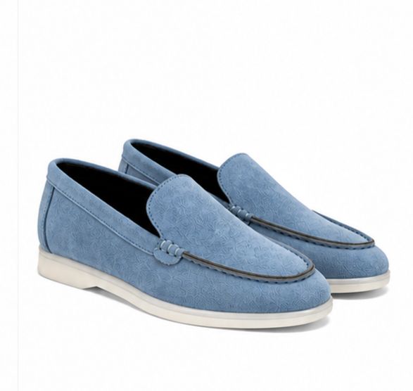 Mocassins en Daim cuir pour femme – Bleu ciel – Velina - Lea & Paul Maroc