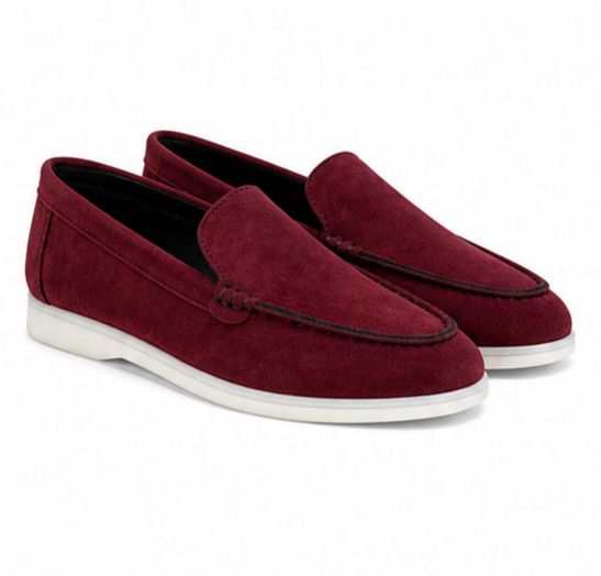 Mocassins en Daim cuir pour femme – bordeaux – Velina - Lea & Paul Maroc