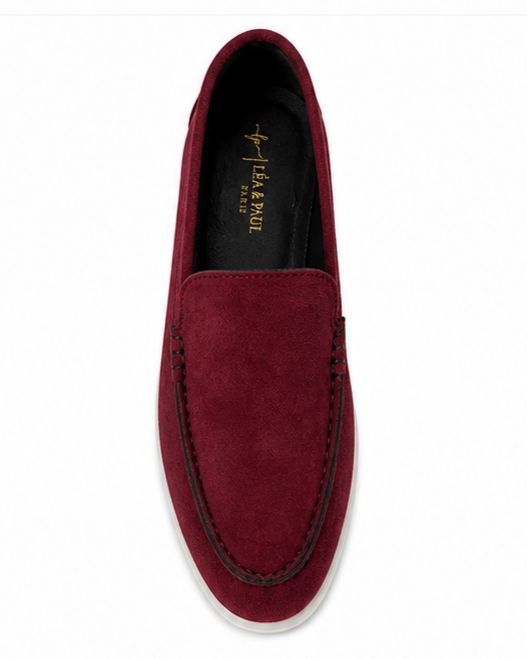 Mocassins en Daim cuir pour femme – bordeaux – Velina - Lea & Paul Maroc