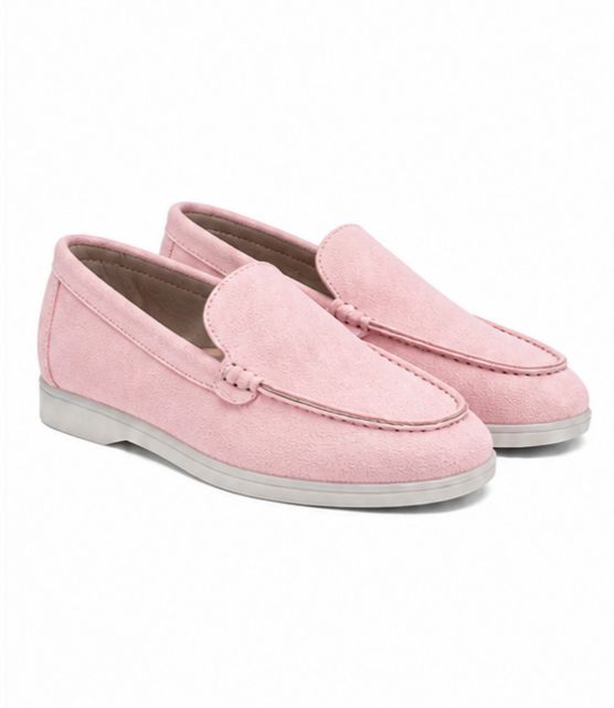 Mocassins en Daim cuir pour femme – Rose Pastel – Velina - Lea & Paul Maroc