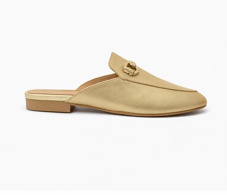 Mules en Cuir pour femme – Doré métallisé – Layali - Lea & Paul Maroc
