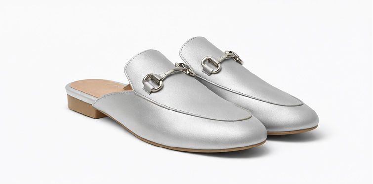 Mules en Cuir pour femme – Silver – Layali - Lea & Paul Maroc