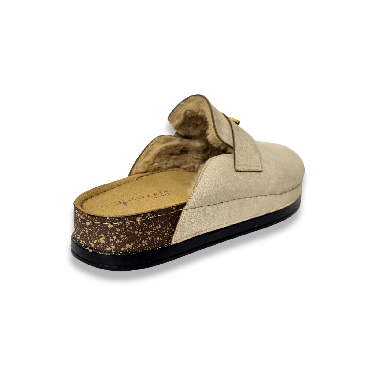 Sabot en daim fourré pour femmes - beige - Anaëlle - Lea & Paul Maroc