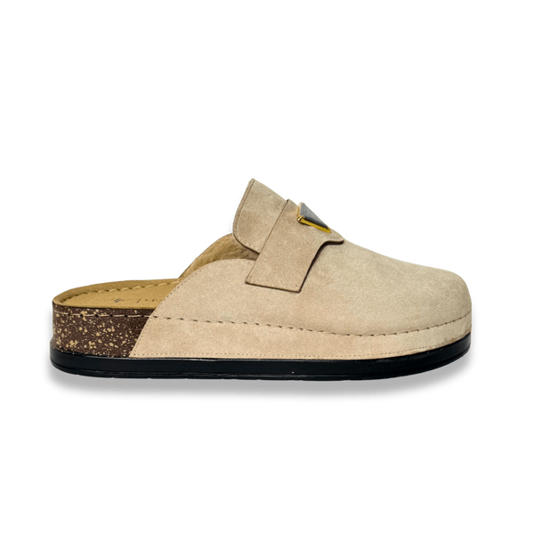Sabot en daim fourré pour femmes - beige - Anaëlle